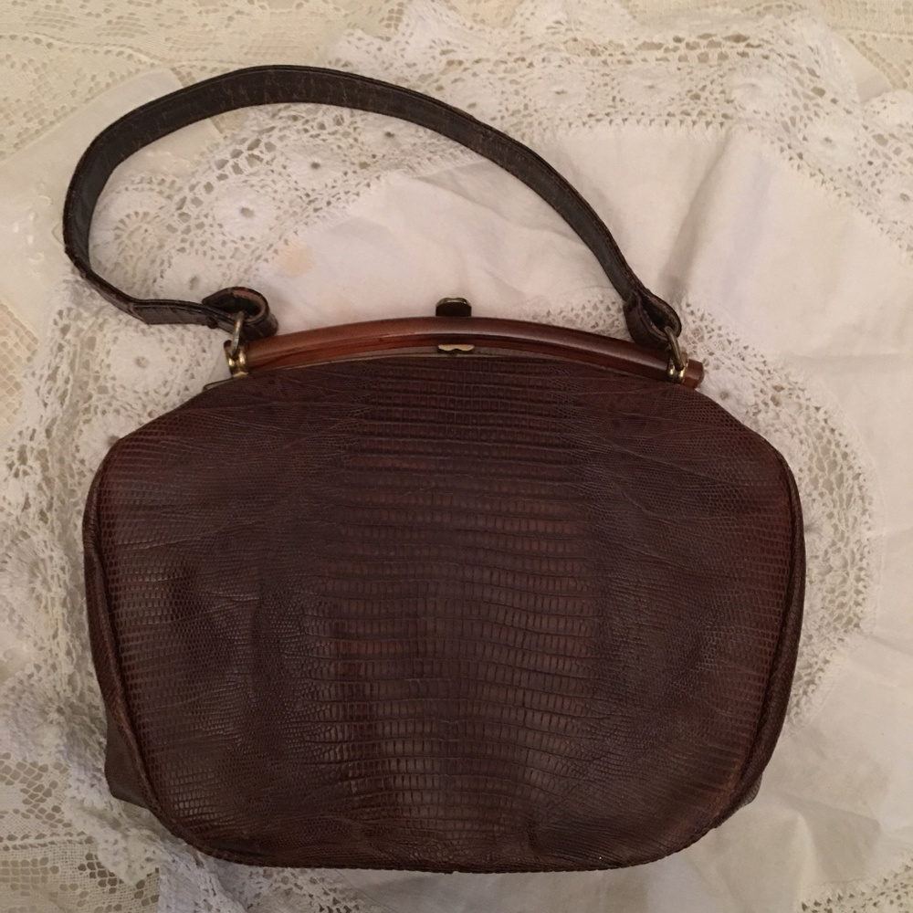 Vintage Lesco Bakelite Clasp Lizard Handbag Purse